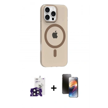 MARSİLYAN™- iPhone 16 Pro Max Kılıf Pusula Form Özel Seri - Siyah 3D Antistatik Mat Seramik Nano Ekran Koruyucu + Bilvis Titan Kamera Lens - SH