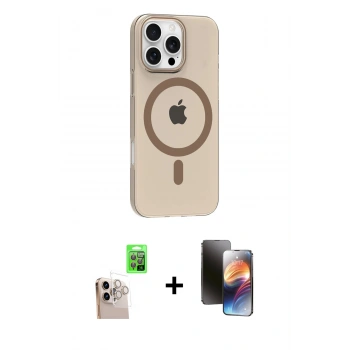 MARSİLYAN™- iPhone 16 Pro Max Kılıf Pusula Form Özel Seri - Siyah 3D Antistatik Mat Seramik Nano Ekran Koruyucu + Raze Metal Kamera Lens - NLGY