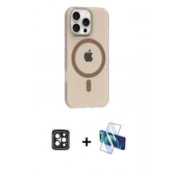 MARSİLYAN™- iPhone 16 Pro Max Kılıf Pusula Form Özel Seri - Siyah 3D Antistatik Seramik Nano Ekran Koruyucu + PVD Metal Kamera Lens - SH