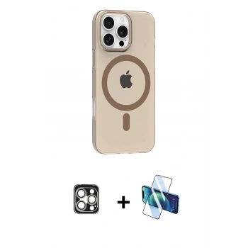 MARSİLYAN™- iPhone 16 Pro Max Kılıf Pusula Form Özel Seri - Siyah 3D Antistatik Seramik Nano Ekran Koruyucu + PVD Metal Kamera Lens - GS
