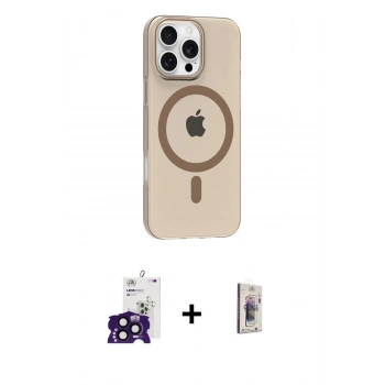 MARSİLYAN™- iPhone 16 Pro Max Kılıf Pusula Form Özel Seri - Siyah Bilvis 3D Cam Ekran Koruyucu + Bilvis Titan Kamera Lens - SH
