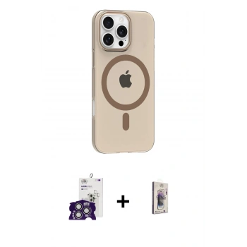 MARSİLYAN™- iPhone 16 Pro Max Kılıf Pusula Form Özel Seri - Siyah Bilvis 3D Cam Ekran Koruyucu + Bilvis Titan Kamera Lens - GS