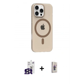 MARSİLYAN™- iPhone 16 Pro Max Kılıf Pusula Form Özel Seri - Siyah Bilvis 3D Cam Ekran Koruyucu + Bilvis Titan Kamera Lens - TMGI