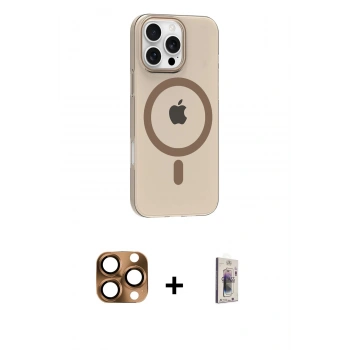 MARSİLYAN™- iPhone 16 Pro Max Kılıf Pusula Form Özel Seri - Siyah Bilvis 3D Cam Ekran Koruyucu + Pers Alüminyum Kamera Lens - CLTM