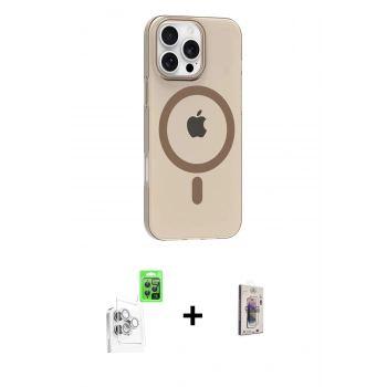 MARSİLYAN™- iPhone 16 Pro Max Kılıf Pusula Form Özel Seri - Siyah Bilvis 3D Cam Ekran Koruyucu + Raze Metal Kamera Lens - BZ