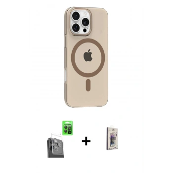 MARSİLYAN™- iPhone 16 Pro Max Kılıf Pusula Form Özel Seri - Siyah Bilvis 3D Cam Ekran Koruyucu + Raze Metal Kamera Lens - SH