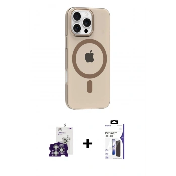 MARSİLYAN™- iPhone 16 Pro Max Kılıf Pusula Form Özel Seri - Siyah Bilvis 3X AR Hayalet Cam Ekran Koruyucu + Bilvis Titan Kamera Lens - GS