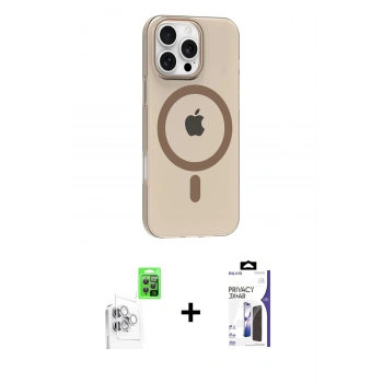 MARSİLYAN™- iPhone 16 Pro Max Kılıf Pusula Form Özel Seri - Siyah Bilvis 3X AR Hayalet Cam Ekran Koruyucu + Raze Metal Kamera Lens - BZ