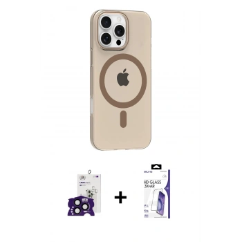MARSİLYAN™- iPhone 16 Pro Max Kılıf Pusula Form Özel Seri - Siyah Bilvis 3X AR HD Cam Ekran Koruyucu + Bilvis Titan Kamera Lens - SH