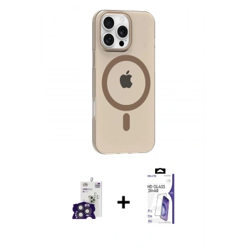 MARSİLYAN™- iPhone 16 Pro Max Kılıf Pusula Form Özel Seri - Siyah Bilvis 3X AR HD Cam Ekran Koruyucu + Bilvis Titan Kamera Lens - TMGI