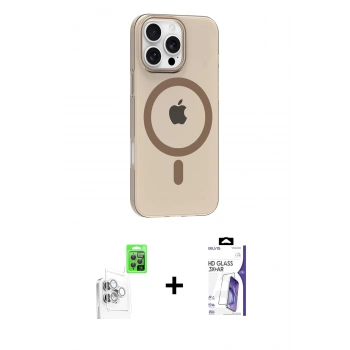 MARSİLYAN™- iPhone 16 Pro Max Kılıf Pusula Form Özel Seri - Siyah Bilvis 3X AR HD Cam Ekran Koruyucu + Raze Metal Kamera Lens - BZ