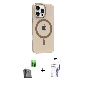 MARSİLYAN™- iPhone 16 Pro Max Kılıf Pusula Form Özel Seri - Siyah Bilvis 3X AR HD Cam Ekran Koruyucu + Raze Metal Kamera Lens - SH