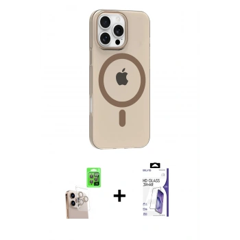 MARSİLYAN™- iPhone 16 Pro Max Kılıf Pusula Form Özel Seri - Siyah Bilvis 3X AR HD Cam Ekran Koruyucu + Raze Metal Kamera Lens - NLGY