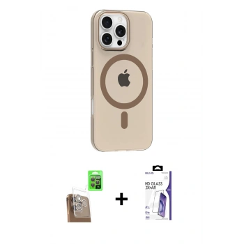 MARSİLYAN™- iPhone 16 Pro Max Kılıf Pusula Form Özel Seri - Siyah Bilvis 3X AR HD Cam Ekran Koruyucu + Raze Metal Kamera Lens - CLTM