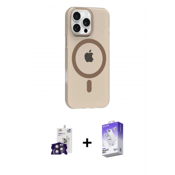 MARSİLYAN™- iPhone 16 Pro Max Kılıf Pusula Form Özel Seri - Siyah Bilvis 5in1 3D Magic Cam Ekran Koruyucu + Bilvis Titan Kamera Lens - TMGI