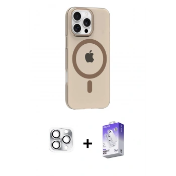 MARSİLYAN™- iPhone 16 Pro Max Kılıf Pusula Form Özel Seri - Siyah Bilvis 5in1 3D Magic Cam Ekran Koruyucu + Pers Alüminyum Kamera Lens - GS