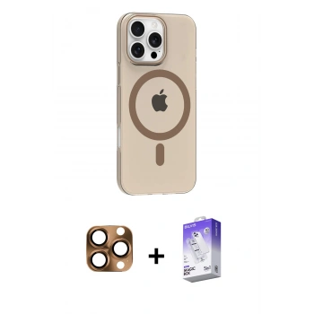 MARSİLYAN™- iPhone 16 Pro Max Kılıf Pusula Form Özel Seri - Siyah Bilvis 5in1 3D Magic Cam Ekran Koruyucu + Pers Alüminyum Kamera Lens - CLTM