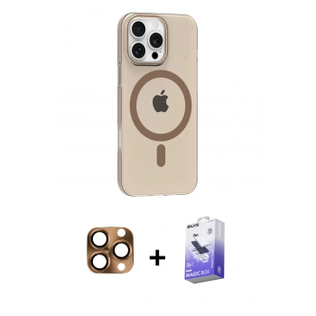 MARSİLYAN™- iPhone 16 Pro Max Kılıf Pusula Form Özel Seri - Siyah Bilvis 5in1 5D Magic Hayalet Cam Ekran Koruyucu + Pers Alüminyum Kamera Lens - CLTM