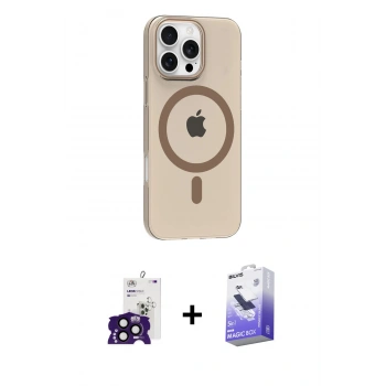 MARSİLYAN™- iPhone 16 Pro Max Kılıf Pusula Form Özel Seri - Siyah Bilvis 5in1 5D Magic Hayalet Cam Ekran Koruyucu + Bilvis Titan Kamera Lens - SH