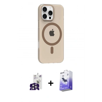MARSİLYAN™- iPhone 16 Pro Max Kılıf Pusula Form Özel Seri - Siyah Bilvis 5in1 5D Magic Hayalet Cam Ekran Koruyucu + Bilvis Titan Kamera Lens - TMGI