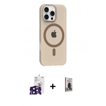 MARSİLYAN™- iPhone 16 Pro Max Kılıf Pusula Form Özel Seri - Siyah Bilvis Hayalet Cam Ekran Koruyucu + Bilvis Titan Kamera Lens - SH