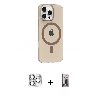 MARSİLYAN™- iPhone 16 Pro Max Kılıf Pusula Form Özel Seri - Siyah Bilvis Hayalet Cam Ekran Koruyucu + Pers Alüminyum Kamera Lens - GS