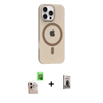 MARSİLYAN™- iPhone 16 Pro Max Kılıf Pusula Form Özel Seri - Siyah Bilvis Hayalet Cam Ekran Koruyucu + Raze Metal Kamera Lens - NLGY