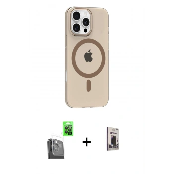 MARSİLYAN™- iPhone 16 Pro Max Kılıf Pusula Form Özel Seri - Siyah Bilvis Hayalet Cam Ekran Koruyucu + Raze Metal Kamera Lens - SH