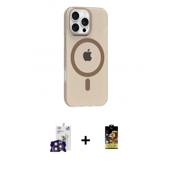 MARSİLYAN™- iPhone 16 Pro Max Kılıf Pusula Form Özel Seri - Siyah Buffer Cam Ekran Koruyucu + Bilvis Titan Kamera Lens - TMGI