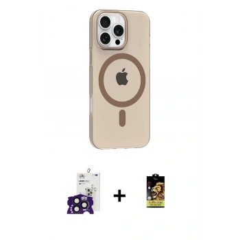 MARSİLYAN™- iPhone 16 Pro Max Kılıf Pusula Form Özel Seri - Siyah Buffer Cam Ekran Koruyucu + Bilvis Titan Kamera Lens - SH