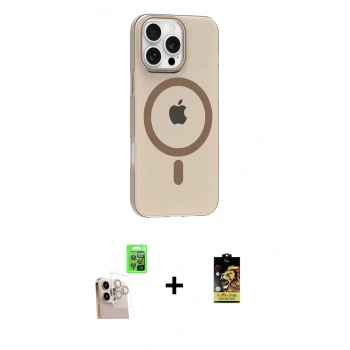 MARSİLYAN™- iPhone 16 Pro Max Kılıf Pusula Form Özel Seri - Siyah Buffer Cam Ekran Koruyucu + Raze Metal Kamera Lens - NLGY