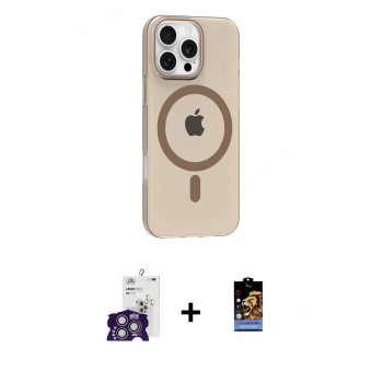 MARSİLYAN™- iPhone 16 Pro Max Kılıf Pusula Form Özel Seri - Siyah Buffer Hayalet Cam Ekran Koruyucu + Bilvis Titan Kamera Lens - GS