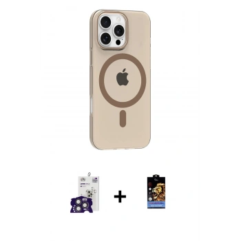 MARSİLYAN™- iPhone 16 Pro Max Kılıf Pusula Form Özel Seri - Siyah Buffer Hayalet Cam Ekran Koruyucu + Bilvis Titan Kamera Lens - TMGI