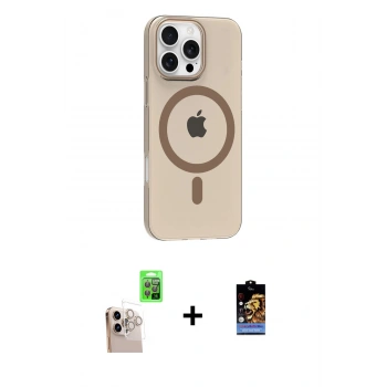 MARSİLYAN™- iPhone 16 Pro Max Kılıf Pusula Form Özel Seri - Siyah Buffer Hayalet Cam Ekran Koruyucu + Raze Metal Kamera Lens - NLGY
