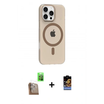 MARSİLYAN™- iPhone 16 Pro Max Kılıf Pusula Form Özel Seri - Siyah Buffer Hayalet Cam Ekran Koruyucu + Raze Metal Kamera Lens - CLTM