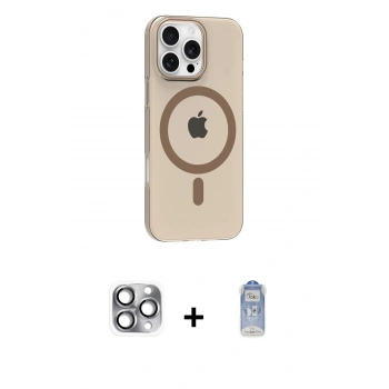 MARSİLYAN™- iPhone 16 Pro Max Kılıf Pusula Form Özel Seri - Siyah Joko Magic 5D Cam + Pers Alüminyum Kamera Lens - GI