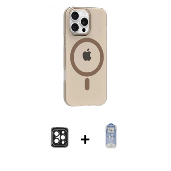 MARSİLYAN™- iPhone 16 Pro Max Kılıf Pusula Form Özel Seri - Siyah Joko Magic 5D Cam + PVD Metal Kamera Lens - SH