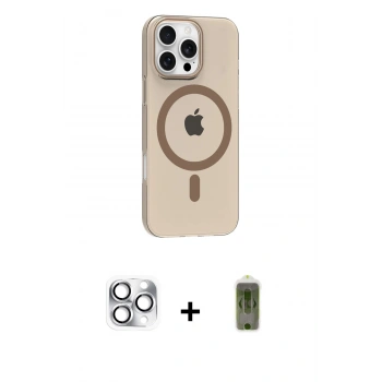 MARSİLYAN™- iPhone 16 Pro Max Kılıf Pusula Form Özel Seri - Siyah Joko Magic 5D Hayalet Cam + Pers Alüminyum Kamera Lens - GS