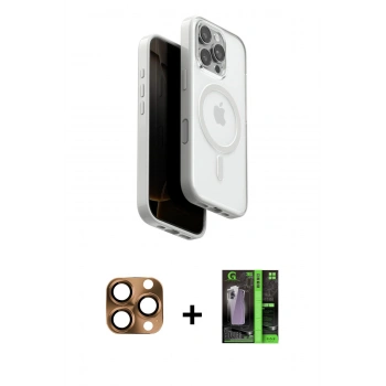 MARSİLYAN™- iPhone 16 Pro Max Kılıf Pusula Form Serisi - Şeffaf 360 Full Body Arka Koruyucu + Pers Alüminyum Kamera Lens - CLTM