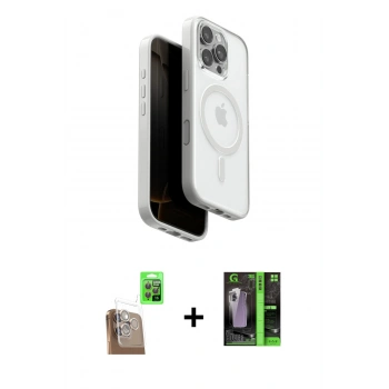 MARSİLYAN™- iPhone 16 Pro Max Kılıf Pusula Form Serisi - Şeffaf 360 Full Body Arka Koruyucu + Raze Metal Kamera Lens - CLTM