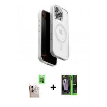 MARSİLYAN™- iPhone 16 Pro Max Kılıf Pusula Form Serisi - Şeffaf 360 Full Body Arka Koruyucu + Raze Metal Kamera Lens - NLGY