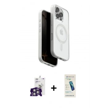 MARSİLYAN™- iPhone 16 Pro Max Kılıf Pusula Form Serisi - Şeffaf Pasifik Cam Ekran Koruyucu + Bilvis Titan Kamera Lens - GS