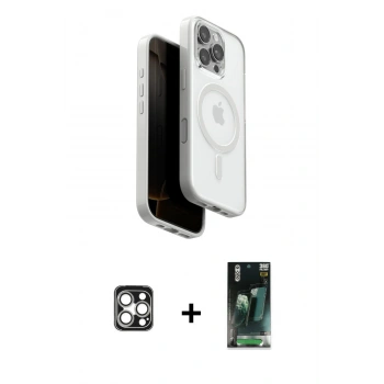 MARSİLYAN™- iPhone 16 Pro Max Kılıf Pusula Form Serisi - Siyah 360 Mat Full Body Arka Koruyucu + PVD Metal Kamera Lens - GS