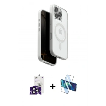 MARSİLYAN™- iPhone 16 Pro Max Kılıf Pusula Form Serisi - Siyah 3D Antistatik Cam Ekran Koruyucu + Bilvis Titan Kamera Lens - SH