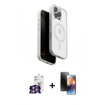 MARSİLYAN™- iPhone 16 Pro Max Kılıf Pusula Form Serisi - Siyah 3D Antistatik Mat Seramik Nano Ekran Koruyucu + Bilvis Titan Kamera Lens - GS