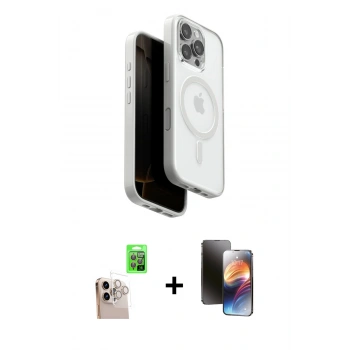 MARSİLYAN™- iPhone 16 Pro Max Kılıf Pusula Form Serisi - Siyah 3D Antistatik Mat Seramik Nano Ekran Koruyucu + Raze Metal Kamera Lens - NLGY