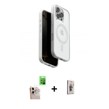MARSİLYAN™- iPhone 16 Pro Max Kılıf Pusula Form Serisi - Siyah Bilvis 3D Cam Ekran Koruyucu + Raze Metal Kamera Lens - NLGY