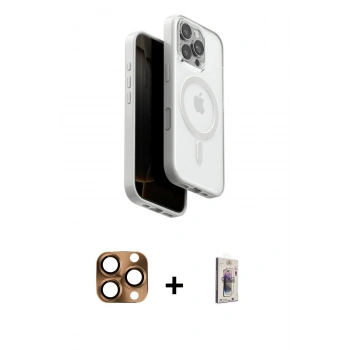 MARSİLYAN™- iPhone 16 Pro Max Kılıf Pusula Form Serisi - Siyah Bilvis 3D Cam Ekran Koruyucu + Pers Alüminyum Kamera Lens - CLTM