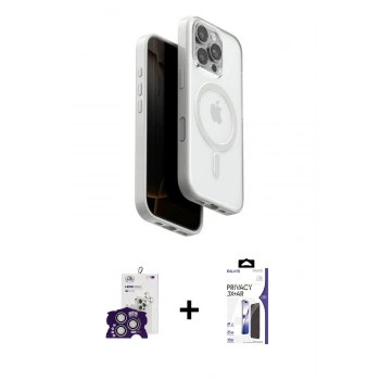 MARSİLYAN™- iPhone 16 Pro Max Kılıf Pusula Form Serisi - Siyah Bilvis 3X AR Hayalet Cam Ekran Koruyucu + Bilvis Titan Kamera Lens - GS