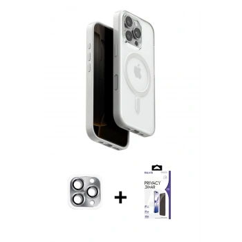MARSİLYAN™- iPhone 16 Pro Max Kılıf Pusula Form Serisi - Siyah Bilvis 3X AR Hayalet Cam Ekran Koruyucu + Pers Alüminyum Kamera Lens - GI